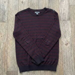 Kenneth Cole Men's Maroon Striped Knit Sweater M